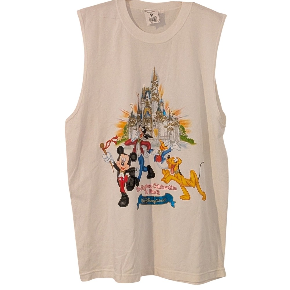 Walt Disney‎ World Happiest Celebration On Earth Muscle Tee White XL Mickey NWT